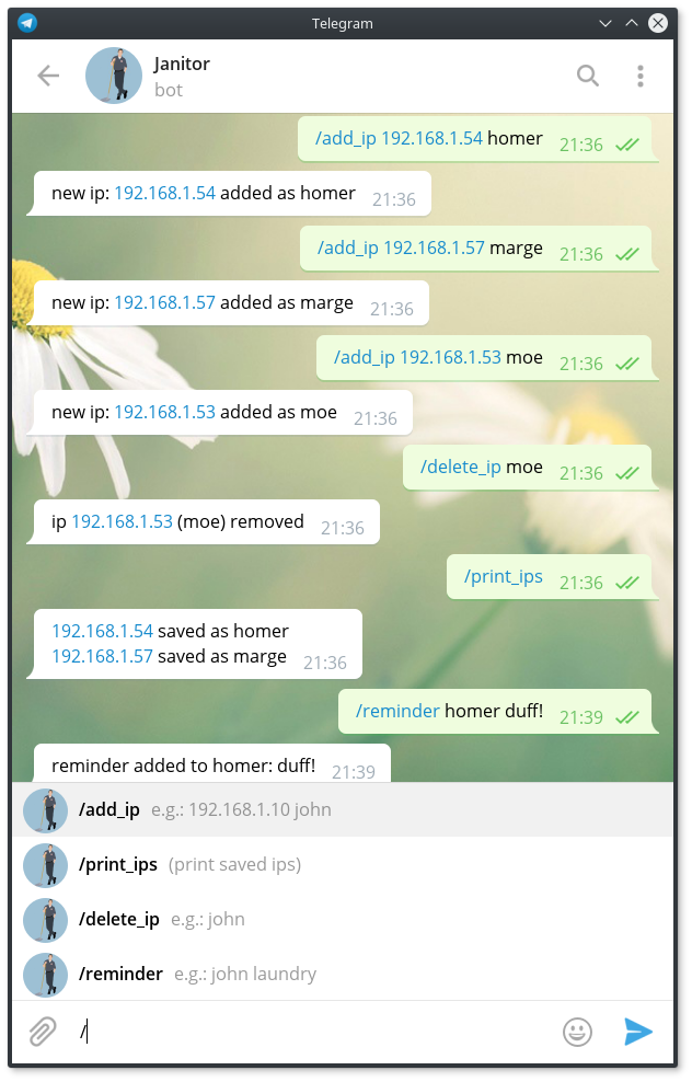 captura del menú en telegram